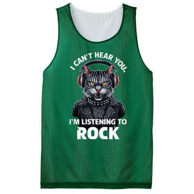 I CanT Hear You IM Listening To Rock Cat & Rock Lover Mesh Reversible Basketball Jersey Tank