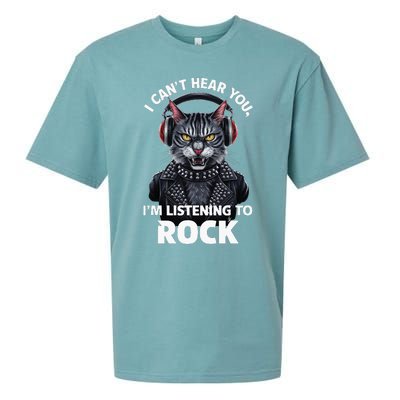 I CanT Hear You IM Listening To Rock Cat & Rock Lover Sueded Cloud Jersey T-Shirt