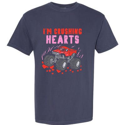 I Crush Hearts Monster Truck Toddler Boys Valentines Day Garment-Dyed Heavyweight T-Shirt