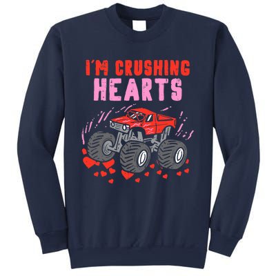 I Crush Hearts Monster Truck Toddler Boys Valentines Day Sweatshirt