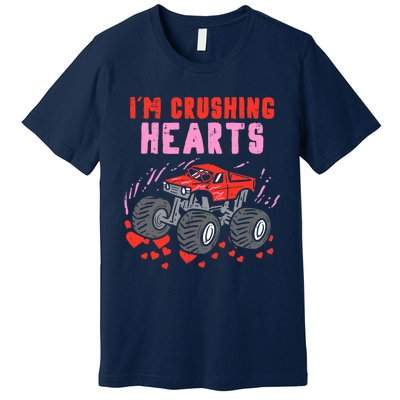 I Crush Hearts Monster Truck Toddler Boys Valentines Day Premium T-Shirt