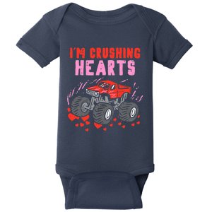 I Crush Hearts Monster Truck Toddler Boys Valentines Day Baby Bodysuit