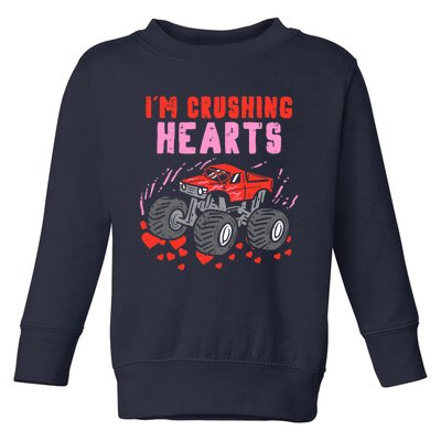 I Crush Hearts Monster Truck Toddler Boys Valentines Day Toddler Sweatshirt