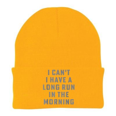 I Can't I Have A Long Run In The Morning Funny Running Design Knit Cap Winter Beanie