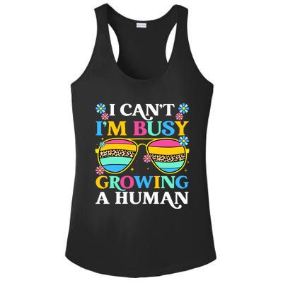 I CanT IM Busy Growing A Human Pregnancy Announcement Mom Ladies PosiCharge Competitor Racerback Tank