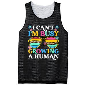 I CanT IM Busy Growing A Human Pregnancy Announcement Mom Mesh Reversible Basketball Jersey Tank