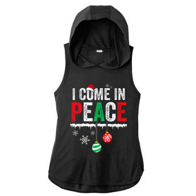 I Come In Peace IM Peace Funny Matching Couple Christmas Ladies PosiCharge Tri-Blend Wicking Draft Hoodie Tank