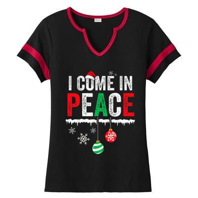 I Come In Peace IM Peace Funny Matching Couple Christmas Ladies Halftime Notch Neck Tee