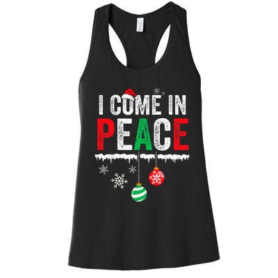 I Come In Peace IM Peace Funny Matching Couple Christmas Women's Racerback Tank