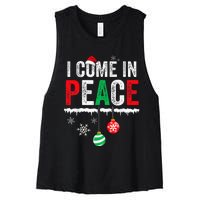 I Come In Peace IM Peace Funny Matching Couple Christmas Women's Racerback Cropped Tank