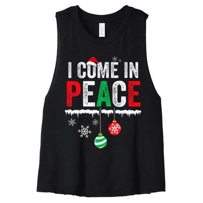 I Come In Peace IM Peace Funny Matching Couple Christmas Women's Racerback Cropped Tank