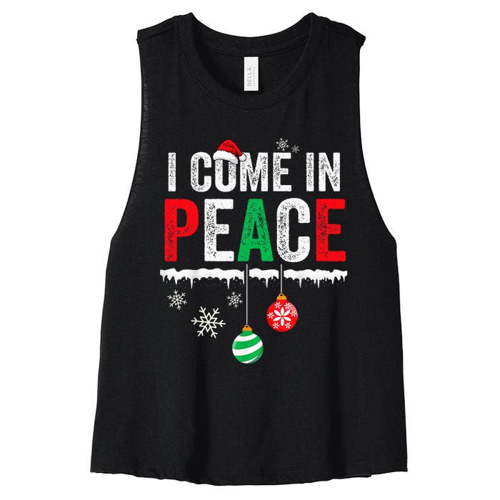 I Come In Peace IM Peace Funny Matching Couple Christmas Women's Racerback Cropped Tank