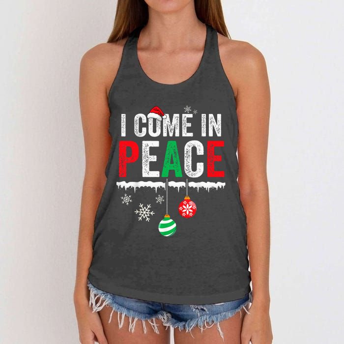 I Come In Peace IM Peace Funny Matching Couple Christmas Women's Knotted Racerback Tank