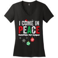 I Come In Peace IM Peace Funny Matching Couple Christmas Women's V-Neck T-Shirt