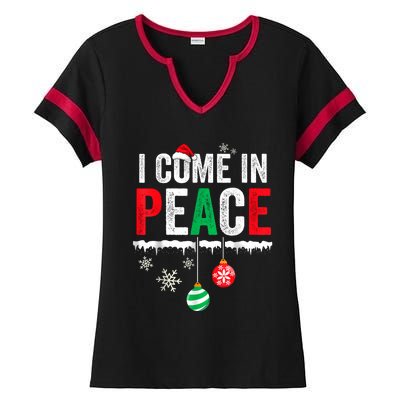 I Come In Peace IM Peace Funny Matching Couple Christmas Ladies Halftime Notch Neck Tee