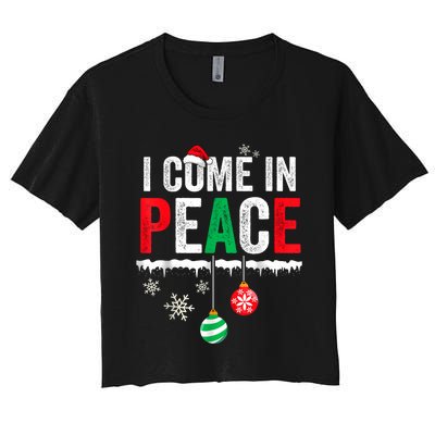 I Come In Peace IM Peace Funny Matching Couple Christmas Women's Crop Top Tee