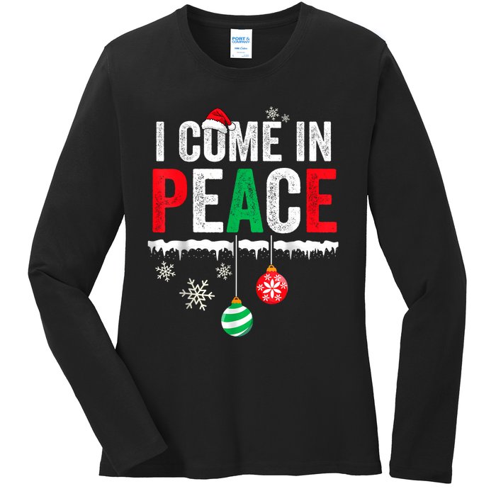 I Come In Peace IM Peace Funny Matching Couple Christmas Ladies Long Sleeve Shirt