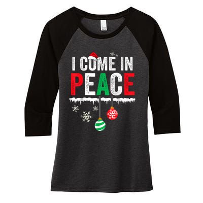 I Come In Peace IM Peace Funny Matching Couple Christmas Women's Tri-Blend 3/4-Sleeve Raglan Shirt