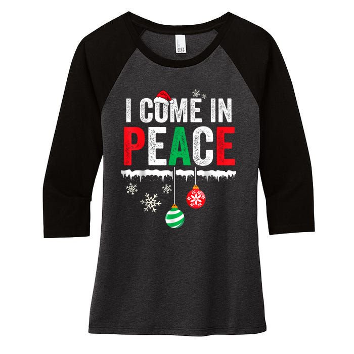 I Come In Peace IM Peace Funny Matching Couple Christmas Women's Tri-Blend 3/4-Sleeve Raglan Shirt