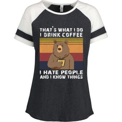 I Coffee I Hate People And I Know Things Vintage Gift Enza Ladies Jersey Colorblock Tee