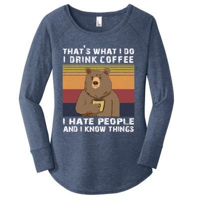 I Coffee I Hate People And I Know Things Vintage Gift Women's Perfect Tri Tunic Long Sleeve Shirt