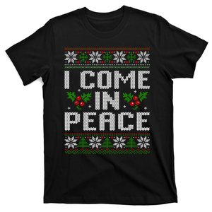 I Come In Peace Couple Matching Ugly Christmas Sweater T-Shirt