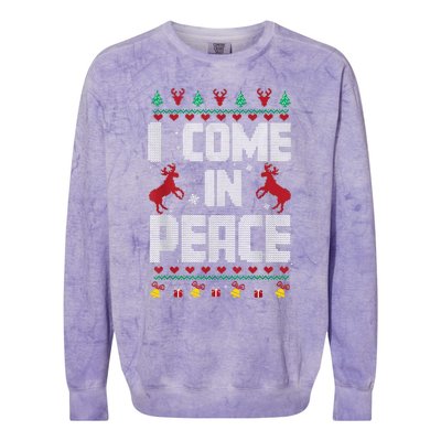 I Come In Peace I Come In Peace IM Peim Peace Xmas Matching Couples Christmas Colorblast Crewneck Sweatshirt