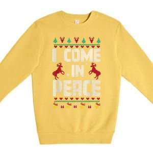 I Come In Peace I Come In Peace IM Peim Peace Xmas Matching Couples Christmas Premium Crewneck Sweatshirt