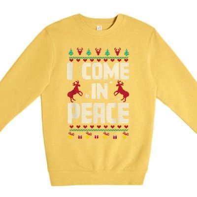 I Come In Peace I Come In Peace IM Peim Peace Xmas Matching Couples Christmas Premium Crewneck Sweatshirt