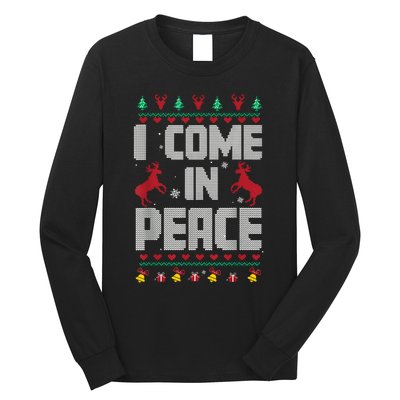 I Come In Peace I Come In Peace IM Peim Peace Xmas Matching Couples Christmas Long Sleeve Shirt