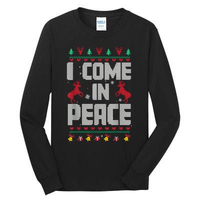 I Come In Peace I Come In Peace IM Peim Peace Xmas Matching Couples Christmas Tall Long Sleeve T-Shirt