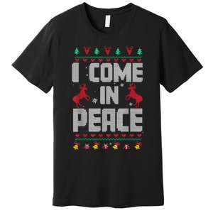 I Come In Peace I Come In Peace IM Peim Peace Xmas Matching Couples Christmas Premium T-Shirt