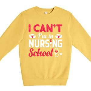 I Cant I Am In Nursing School Nurse Student Nurses Day Meaningful Gift Premium Crewneck Sweatshirt