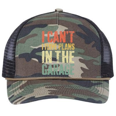 I CanT I Have Plans In The Garage Mechanic Retro Rope Trucker Hat Cap