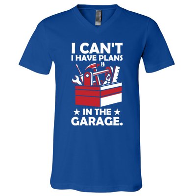 I Cant I Have Plans In The Garage Hobby Mechanic Car Tools Gift V-Neck T-Shirt