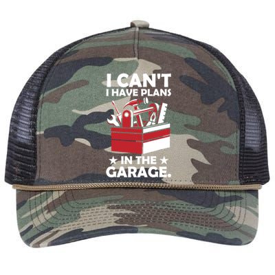 I Cant I Have Plans In The Garage Hobby Mechanic Car Tools Gift Retro Rope Trucker Hat Cap