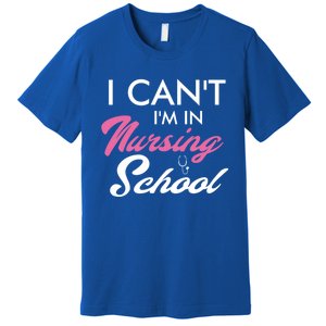 I Cant Im In Nursing School Funny Gift For Nurse Student Cute Gift Premium T-Shirt