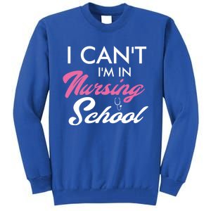 I Cant Im In Nursing School Funny Gift For Nurse Student Cute Gift Tall Sweatshirt