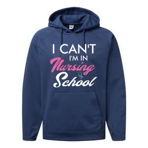 I Cant Im In Nursing School Funny Gift For Nurse Student Cute Gift Performance Fleece Hoodie