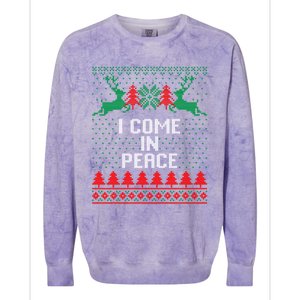 I Come In Peace IM Peace Reindeer Couples Ugly Christmas Gift Colorblast Crewneck Sweatshirt