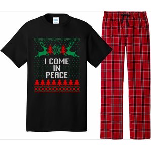 I Come In Peace IM Peace Reindeer Couples Ugly Christmas Gift Pajama Set