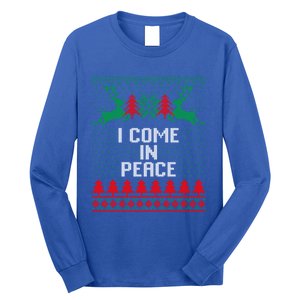 I Come In Peace IM Peace Reindeer Couples Ugly Christmas Gift Long Sleeve Shirt