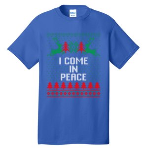 I Come In Peace IM Peace Reindeer Couples Ugly Christmas Gift Tall T-Shirt