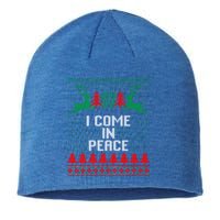 I Come In Peace IM Peace Reindeer Couples Ugly Christmas Gift Sustainable Beanie