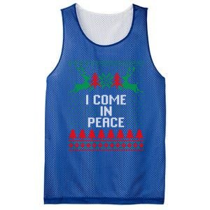 I Come In Peace IM Peace Reindeer Couples Ugly Christmas Gift Mesh Reversible Basketball Jersey Tank