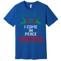 I Come In Peace IM Peace Reindeer Couples Ugly Christmas Gift Premium T-Shirt