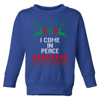 I Come In Peace IM Peace Reindeer Couples Ugly Christmas Gift Toddler Sweatshirt