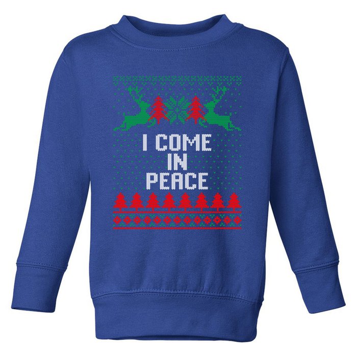 I Come In Peace IM Peace Reindeer Couples Ugly Christmas Gift Toddler Sweatshirt