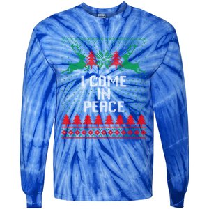 I Come In Peace IM Peace Reindeer Couples Ugly Christmas Gift Tie-Dye Long Sleeve Shirt