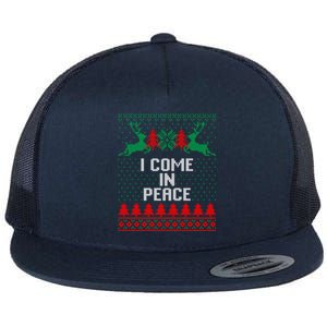 I Come In Peace IM Peace Reindeer Couples Ugly Christmas Gift Flat Bill Trucker Hat